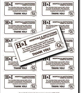 H & I Donation Can Label (sheet) -